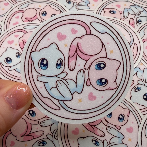 Meow & Blue Meow Kawaii Bubble Sticker