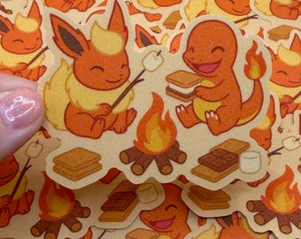 Fire Type S’mores Dusted Glitter Sticker