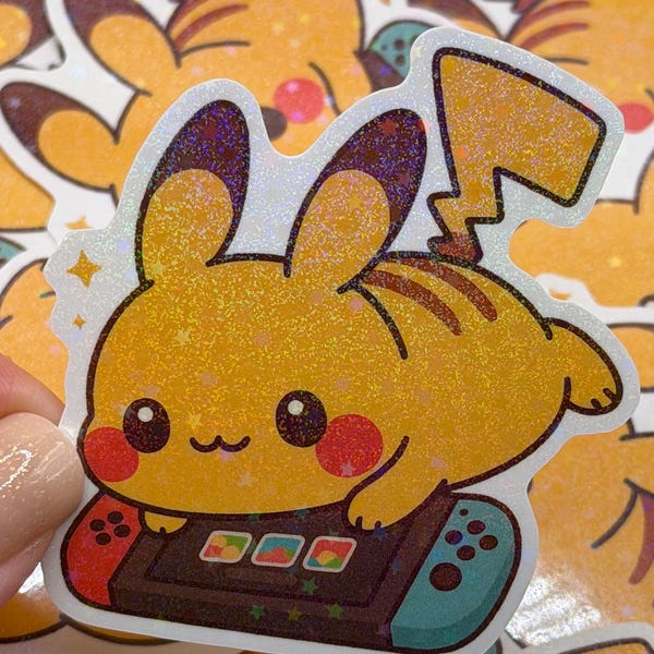 Electric Starter Gamer Glitter Sticker