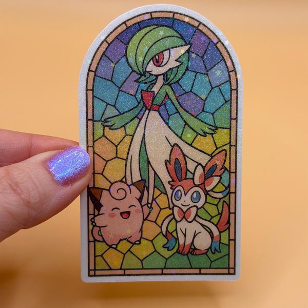 Stained Glass Fairy Glitter Sticker