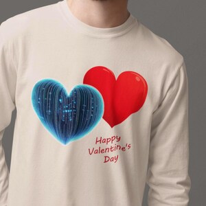 Tech Heart Valentine's Day T-Shirt, Futuristic Love Gift