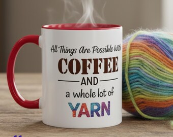 Tasse à café confortable en tricot, avec du café et une tasse en laine, tout est possible, cadeau pour les amateurs de laine (11 oz et 15 oz)