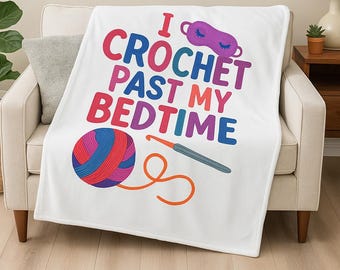 Crochet Lover Velveteen Blanket, Yarn Obsession Throw