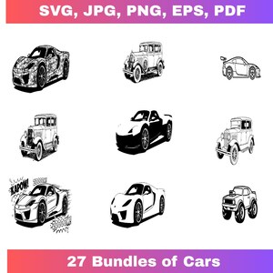 Vintage Car SVG Bundle | 27 Retro Car Designs (Digital Download)
