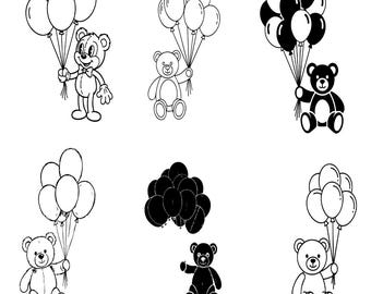 Teddy Bear SVG Bundle - Cute Balloon Bear Cut Files, Adorable Bear Clipart for Cricut Silhouette