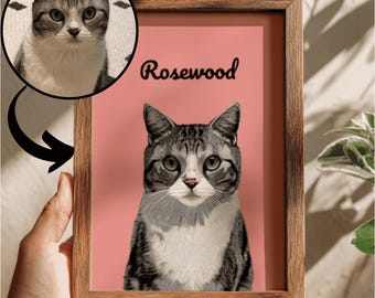 Custom Pet Portrait from Photo, Cat or Dog Memorial Art