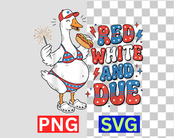 Red White And Due SVG Funny Pregnant Goose 4th Of July PNG Digital Download