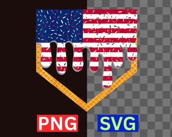 Baseball Ice Cream SVG Patriotic 4th Of July USA Flag PNG Digital Download