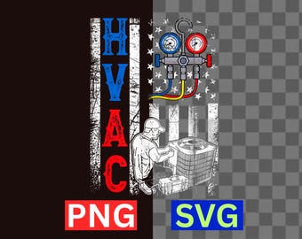 Distressed Proud USA HVAC Tech Svg PNG American Flag Technician Digital Download