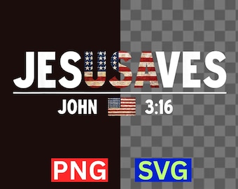 Jezus redt jesUSAves SVG Amerikaanse vlag patriottische christelijke PNG digitale download