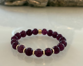 Bracciale con pietre preziose Lepidolte e dettagli in oro riempito