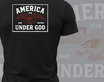 Camiseta "America Under God", Citação "We The People 1776 Liberty", Bandeira Patriótica dos EUA, Presente para Veteranos e Militares, Vestuário Tático com Orgulho Americano