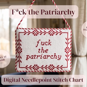 F*ck the Patriarchy Needlepoint Pattern | Feminist Needlepoint Chart | Modern Protest Stitch | PDF Digital Download