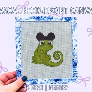 Pascal Needlepoint Canvas | Mouse Ears Chameleon | 18 Mesh Printed Canvas | Fantasy Craft Project