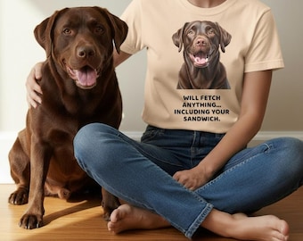 Chocolate Lab Women’s T-Shirt, Bella+Canvas 6400 Tee, Premium Fit Dog Lover Shirt, Funny Chocolate Lab Gift, Pawsonality Designs Apparel
