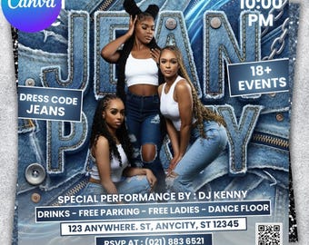 Volante de fiesta de vaqueros, volante de fiesta de DJ para adultos en discoteca, volante de evento musical de Mega DJ, plantilla editable de volante de fiesta de sábado en Canva, volante de fiesta en discoteca