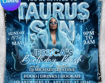 Volante de fiesta de la temporada de Tauro, volante de temporada de cumpleaños, volante de invitación de Tauro, evento de cumpleaños de Tauro, volante de redes sociales, plantilla de volante prediseñada