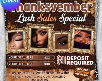 Fall Lash Special Flyer, November Lash Special Flyer, Fall season Flyer, Lash Special Flyer, Lash Flyer, Lash Special Deal Flyer, Canva
