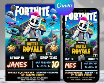 Fort Game Birthday Invitation, Gamer Party Invite, Fort Night Invitation, Editable Gamer Invite, Gamer Digital, Gamer Template, Gamer Canva