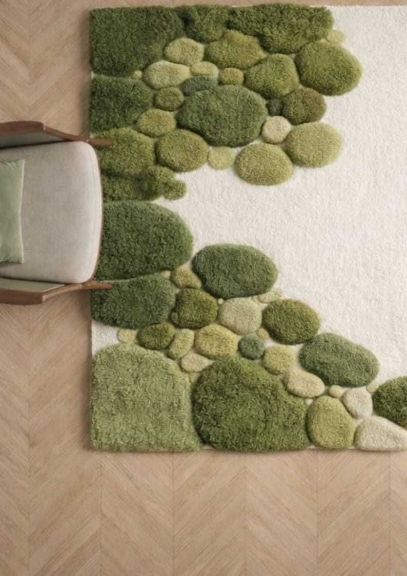 3D Moss Rug Large Forest Floor Carpet, Green Tufted Area Rug for ...