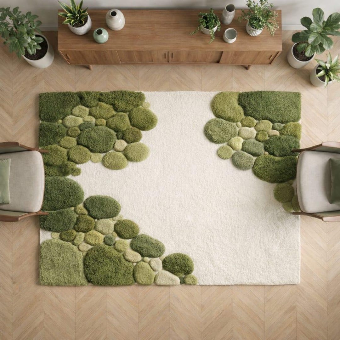 3D Moss Rug Large Forest Floor Carpet, Green Tufted Area Rug for ...