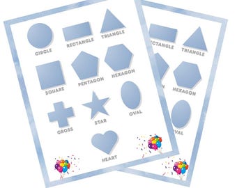 Affiche formes bleues pour enfants / Art mural formes imprimable / chambre d'enfant, salle de jeux, décoration de chambre à coucher / tableau d'apprentissage éducatif / téléchargement numérique