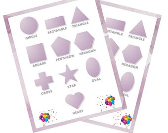 Affiche formes roses pour enfants / Art mural formes imprimable / chambre d'enfant, salle de jeux, décoration de chambre à coucher / tableau d'apprentissage éducatif / téléchargement numérique