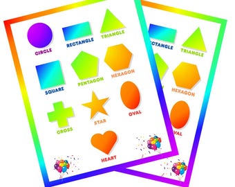 Poster Formes pour enfants / Art mural formes basiques imprimable / Chambre de bébé, salle de jeux, décoration de chambre à coucher / Tableau d'apprentissage éducatif / Téléchargement numérique