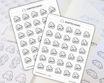 Señales de estrés, ayuda / Pegatinas kawaii para agendas