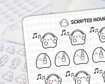 Listening to Music (Headphones) Sticker | Kawaii Stickers for Planners