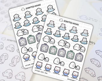 Cuidado de mascotas (gatos, perros) / Pegatinas Kawaii para agendas