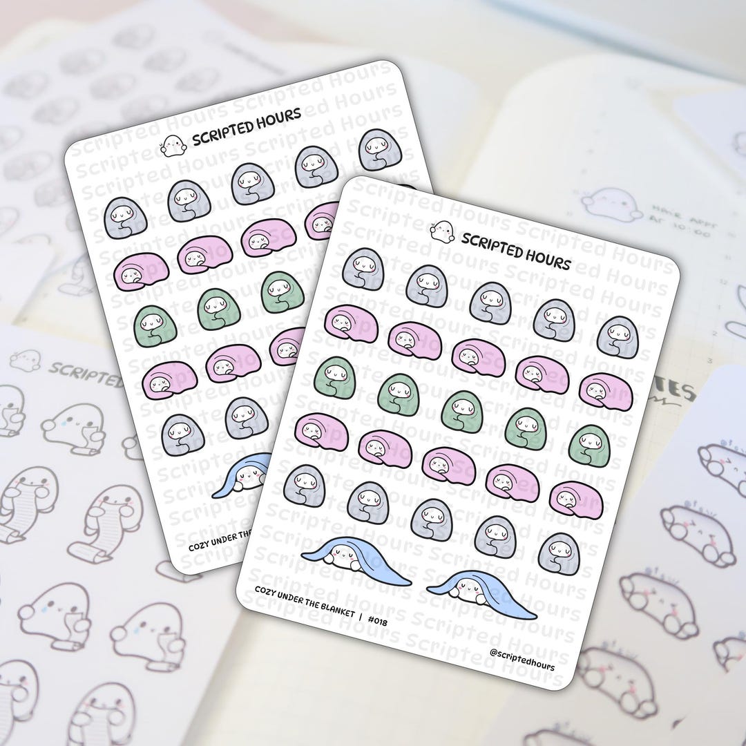 Cozy Under the Blanket | Kawaii Stickers for Planners - Etsy
