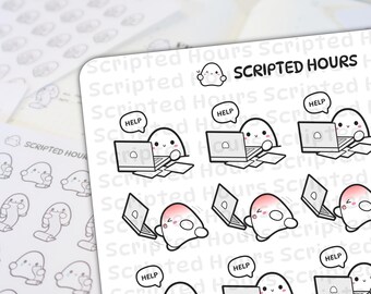Overwhelmed at work | Kawaii Stickers for Planners