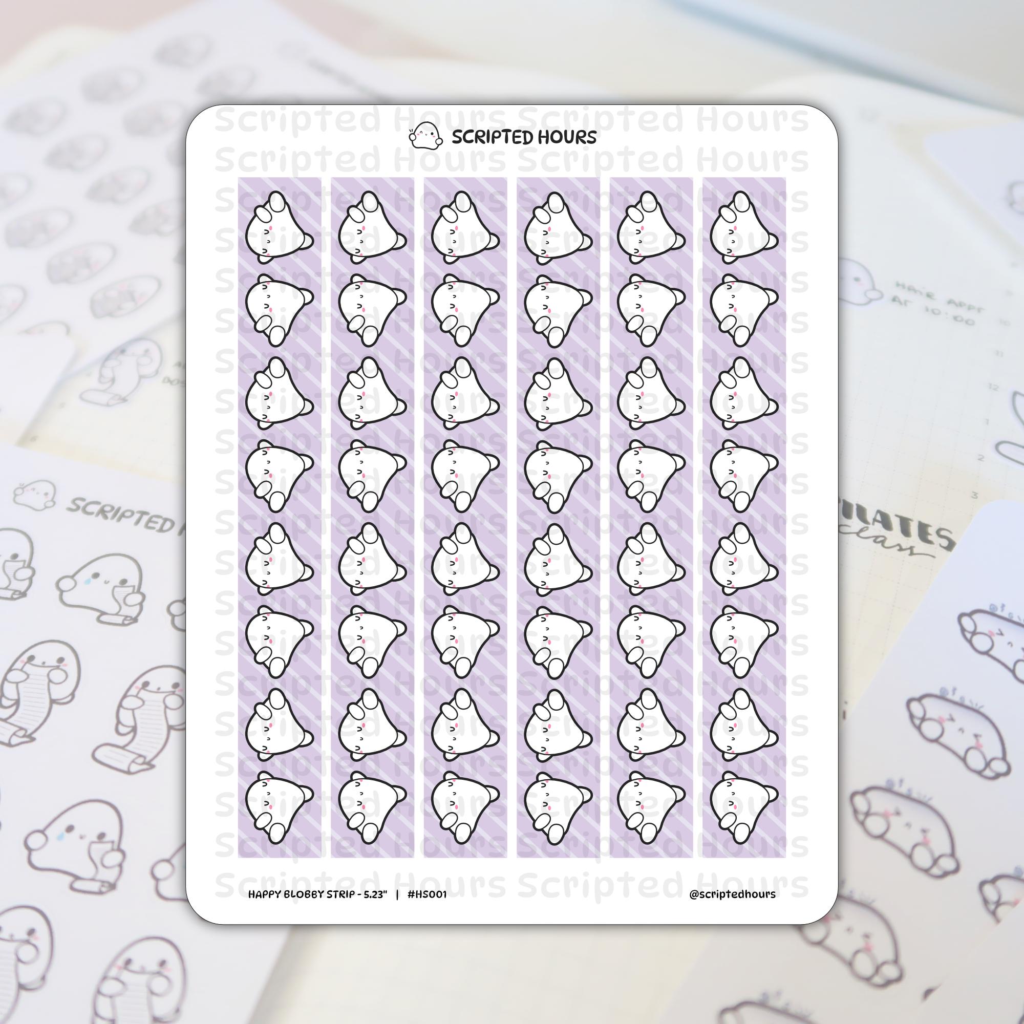 Happy Blobby Hobonichi Cousin Strip 5.23" | Kawaii Stickers for ...