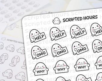 Signs Sampler (Happy, Stressed) | Kawaii Stickers for Planners