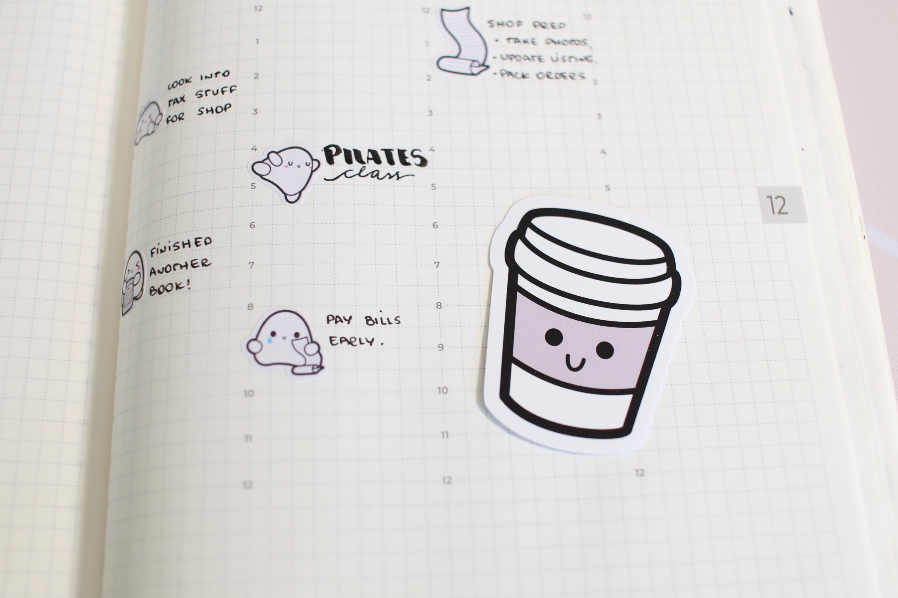 Kawaii Coffee Cup | Vinyl Matte Sticker for Planners and Journals - Etsy