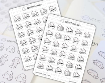 Letreros de felicidad, listo / Pegatinas kawaii para agendas