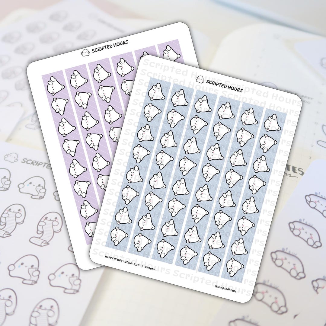 Happy Blobby Hobonichi Cousin Strip 5.23" | Kawaii Stickers for ...
