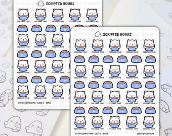 Pet Feeding Time (Cats, Dogs) | Kawaii Stickers for Planners