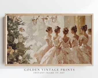 Nutcracker Ballet Frame TV Art, Vintage Christmas Painting  (Digital Download)