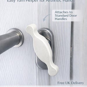 Rallonge de poignée de porte ergonomique - Arthrite, aide à la préhension limitée, polymère blanc
