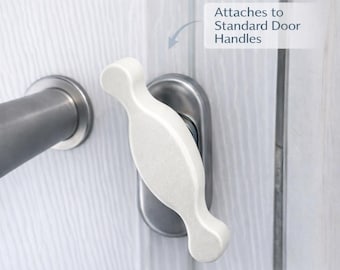 Manija EasyTurn - Extensión ergonómica para cerradura de puerta para personas con artritis, agarre limitado, personas mayores / Adaptador de giro con pulgar, apto para alquiler, color blanco