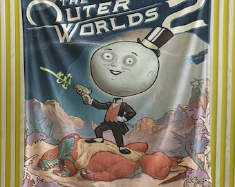 The Outer Worlds 2 Moon Man Blanket, Gamer Gift, Cozy Video Game Throw, Fantasy Art Home Decor, Soft Velveteen Microfiber Blanket
