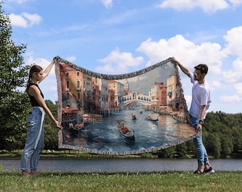 Venice Grand Canal Woven Blanket – Italian Cityscape Tapestry Throw