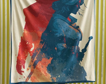 The Witcher Blanket, Geralt and Ciri, Fantasy Art Microfiber Throw
