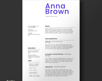 Minimalistische cv-sjabloon canva: moderne cv en sollicitatiebrief (digitale A4-download)
