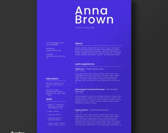 Modern cv-sjabloon canva: creatief minimalistisch cv + sollicitatiebrief (digitale A4-download)