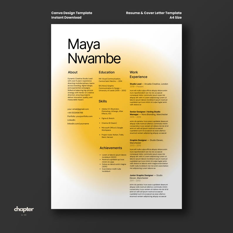 Creative Modern Resume Template Canva: Colour Gradient CV + Cover ...