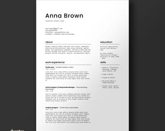 Minimalistische cv-sjabloon canva: modern cv van 2 pagina's + sollicitatiebrief (digitale A4-download)
