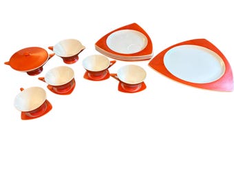 Juego de platos, tazas, azucarero y jarra para crema Salem Tricorne Mandarin